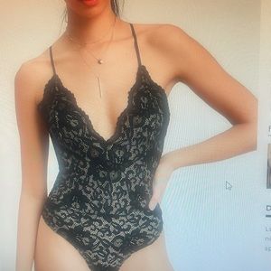 Black lace body suit
